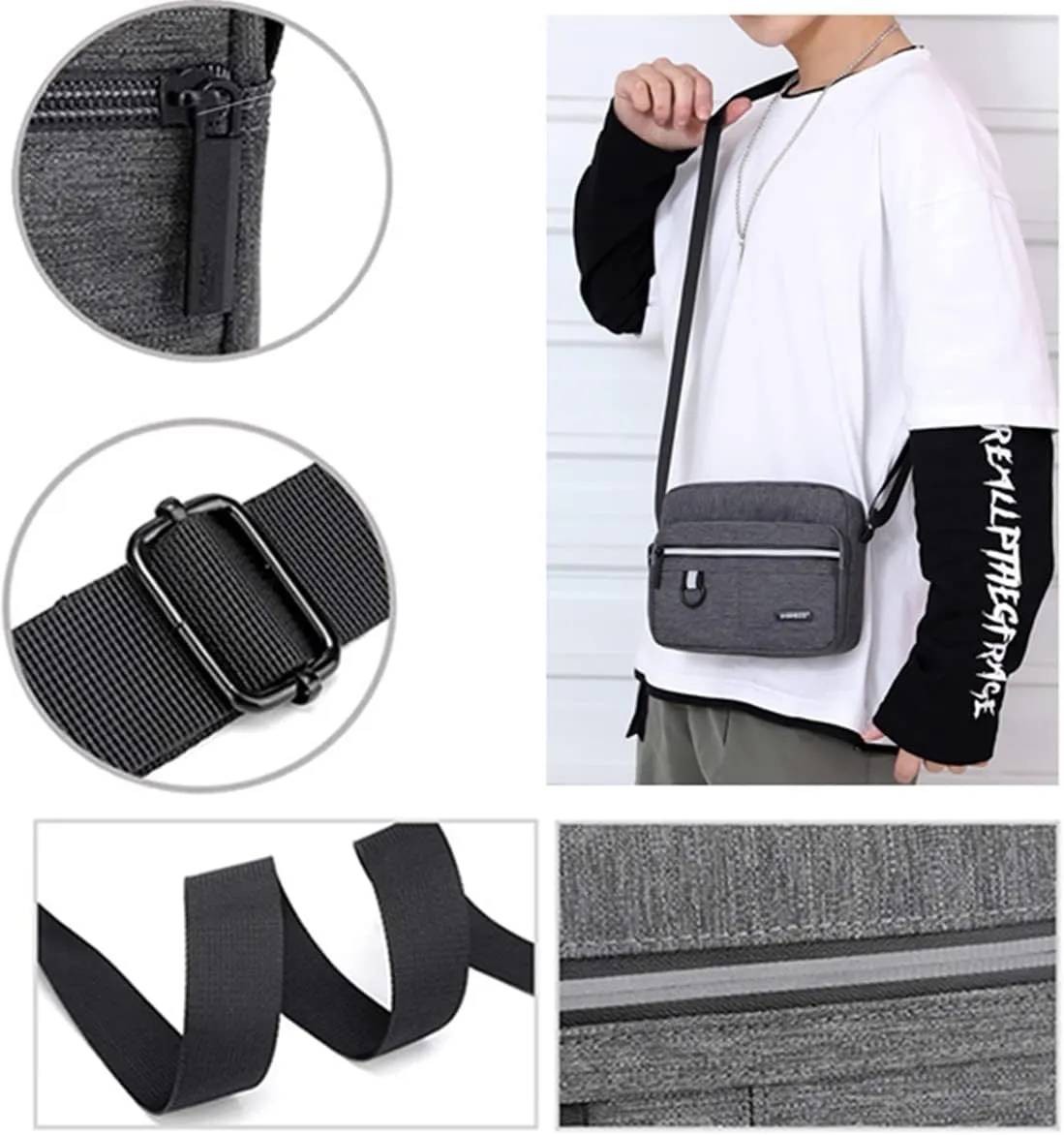 Small Canvas Crossbody Bag for Men,Small Shoulder Bag, Mini Messenger Bag for Cell Phone, Portable mobile phone coin bag