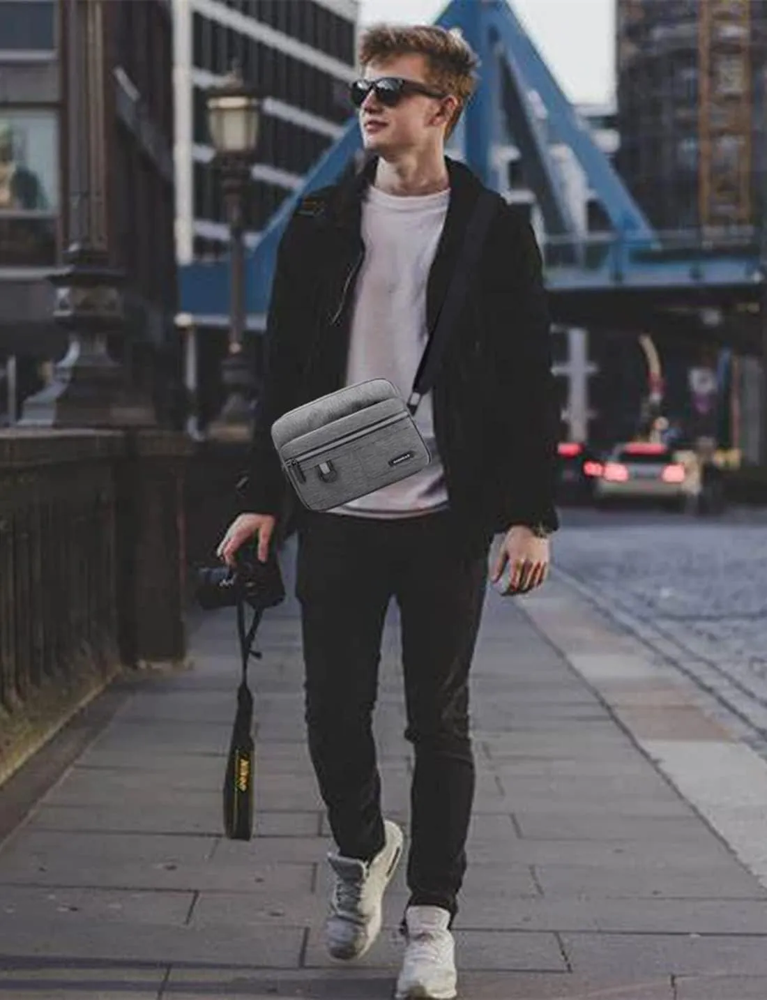 Small Canvas Crossbody Bag for Men,Small Shoulder Bag, Mini Messenger Bag for Cell Phone, Portable mobile phone coin bag
