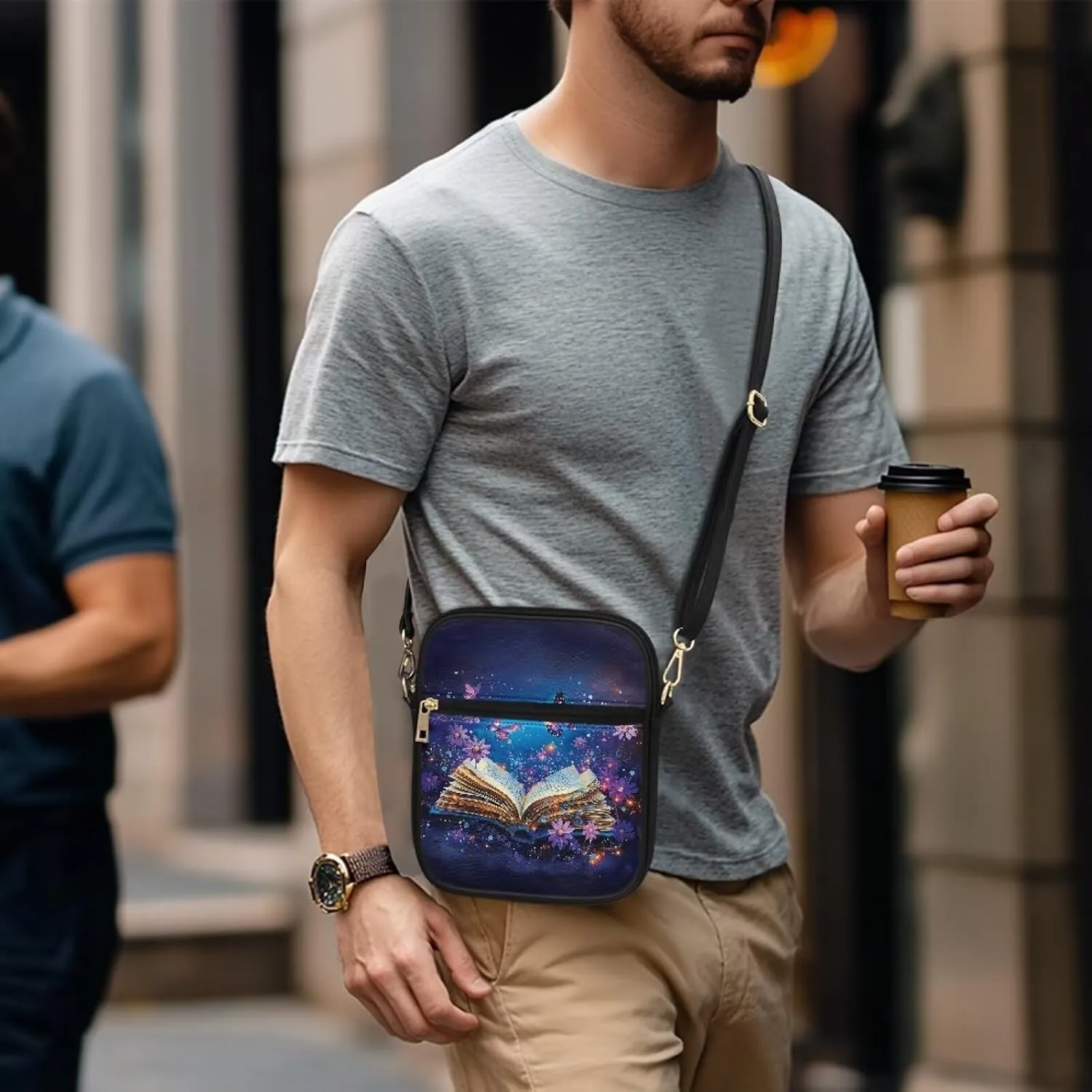 Small Leather Messenger Bag for Men Women Crossbody Shoulder Bag Satchel Casual Sling Daypack Work Daily Purse