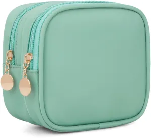 Small Makeup Pouch, Double Zipper Cosmetic Bag, Travel Makeup Bag, Cute Makeup Bag for Purse, Mini Toiletry Bag (mint green)