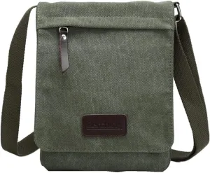 Small Vintage Canvas Leather Messenger Crossbody Bag Pack Organizer