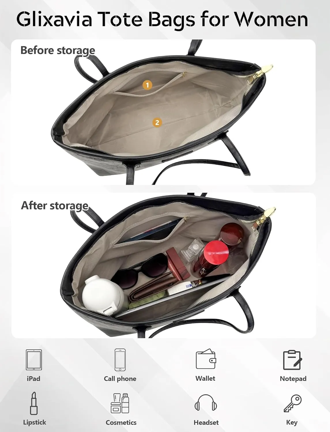 Tote Bag for Women,Waterproof Leather Bags,Shoulder Handbag Business Office Work Briefcase
