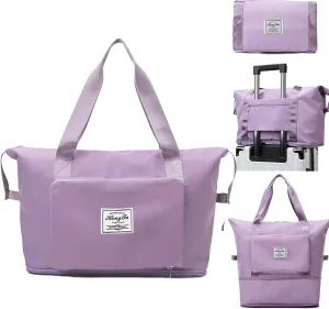 Travel Bag for Women Expandable Weekender Overnight Bag Carry on Sports Tote Gym Bag Waterproof Foldable Duffel Bag (Purple)