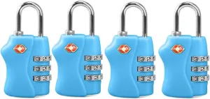 TSA Security Combination Lock Suitcase Luggage Bag Code Lock Padlock (Blue-4 Pack)