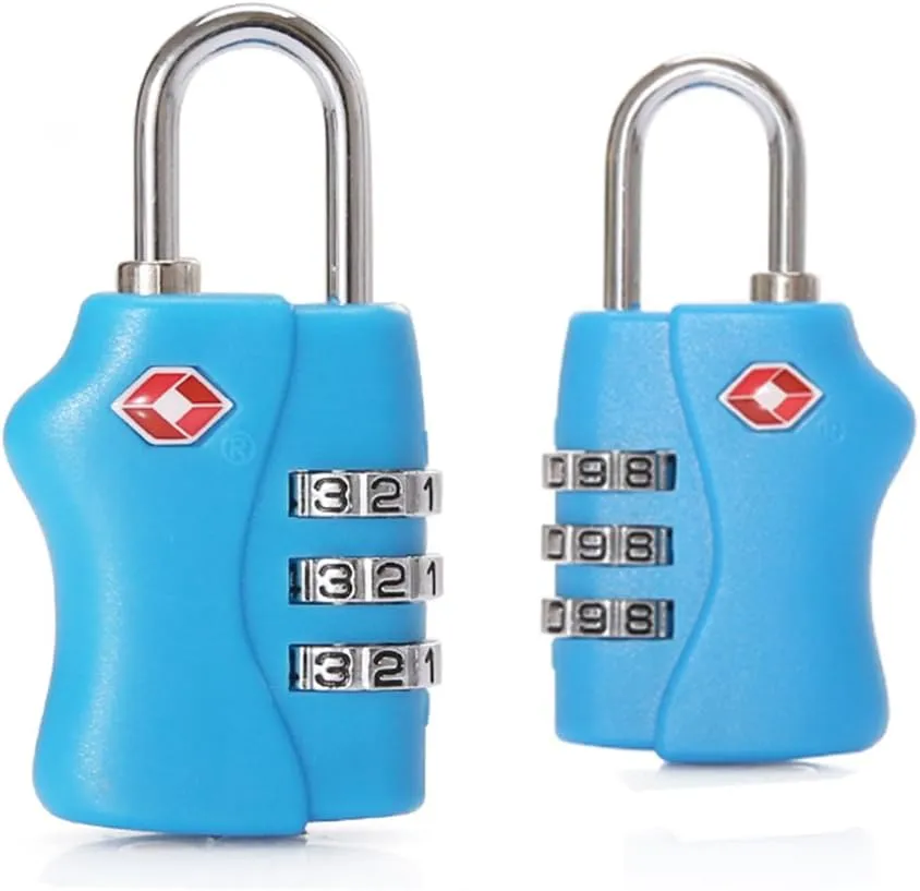 TSA Security Combination Lock Suitcase Luggage Bag Code Lock Padlock (Blue-4 Pack)