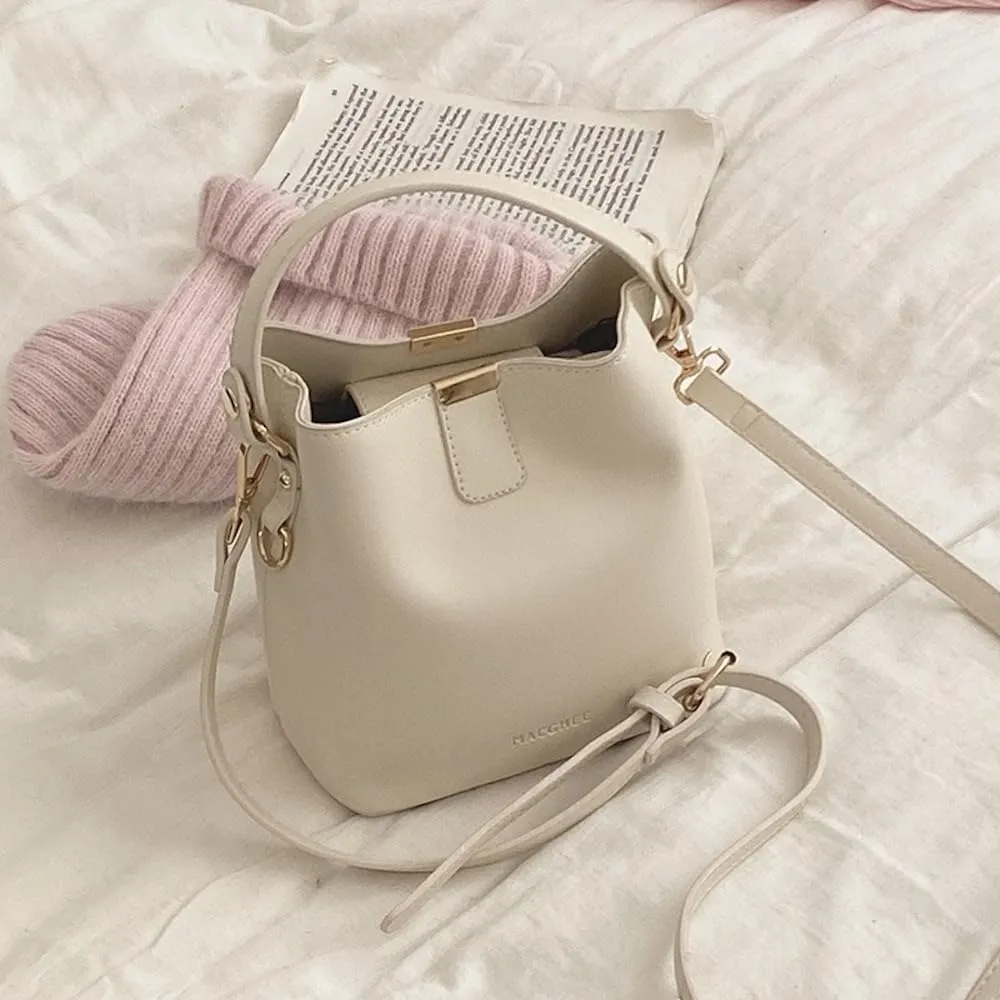 Vanilla Girl Aesthetic Small Bucket Bag for Women Small Satchel Bag Purses Crossbody Bag Handbag Mini Tote Bags