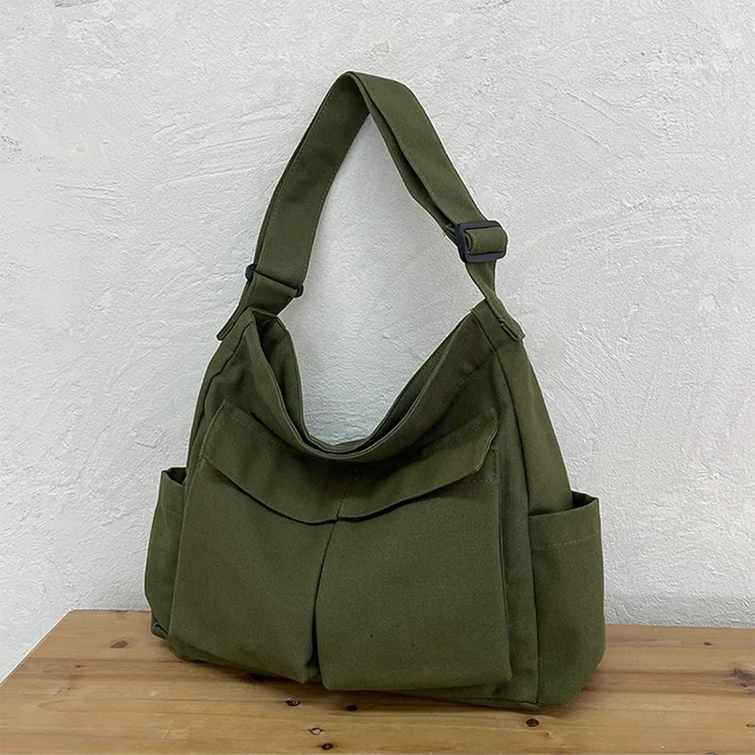 VODIU Messenger Bag Large Canvas Hobo Crossbody Tote for Women/Men, Shoulder Laptop Bag with Multi Pockets for Work,Travel