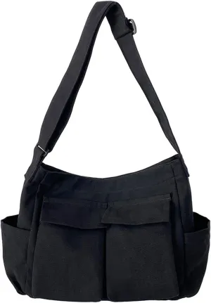 VODIU Messenger Bag Large Canvas Hobo Crossbody Tote for Women/Men, Shoulder Laptop Bag with Multi Pockets for Work,Travel