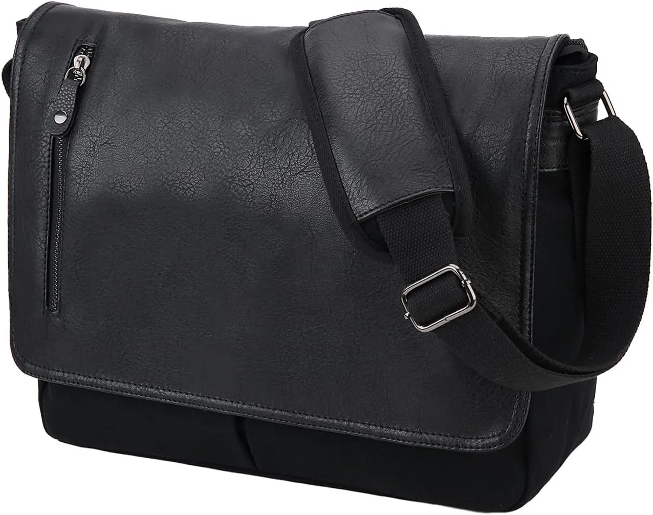 VONXURY Laptop Messenger Bag, Mens Canvas Shoulder Work Business Crossbody Bag (Black-14 Inch)