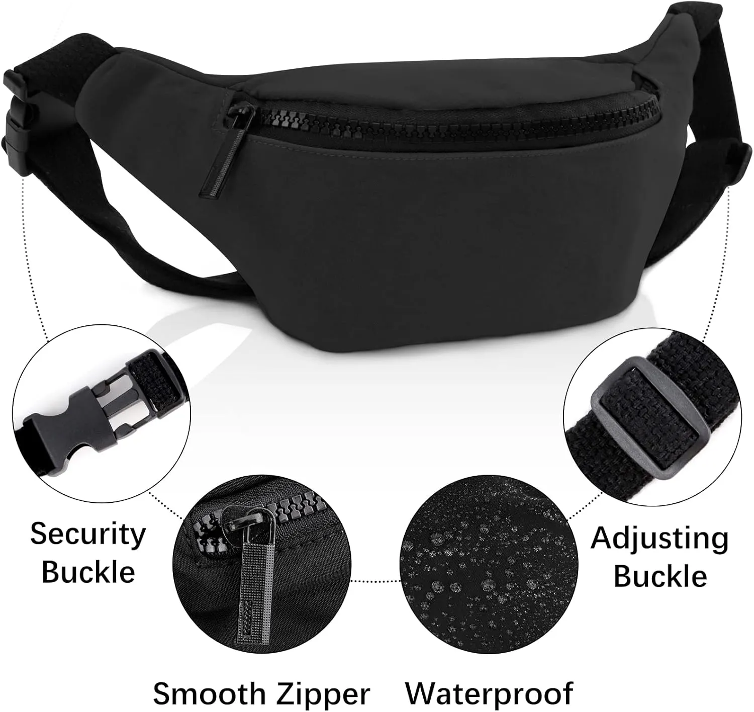 Waist Bag for Kids, Cute Fanny Pack for Little Boy Girls, Black Fanny Pack,Fashion Children's Bum Bag Lightweight Chest Bag Princess Mini Bags (Black)