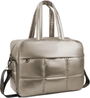 Weekender Fluffy Bag Quilted Nylon Puffer Tote Bag Personal Item Bag for Airlines Overnight Bag Gym Bag