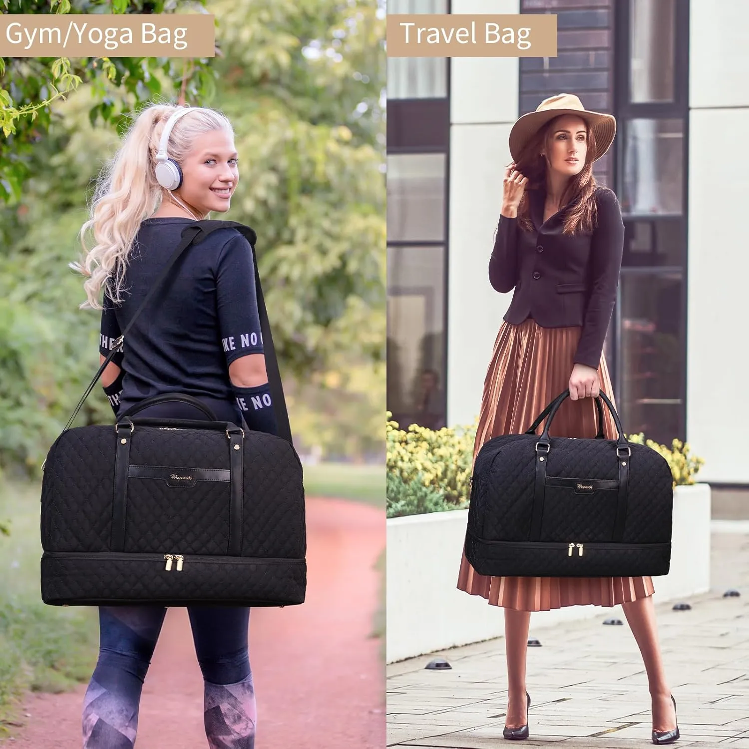 Wogarl Weekender Bag for Women Men Large Overnight Bag Travel Duffel Bag with Shoe Compartment Toiletry Satchel Bag Carry On Bag Fit 21" Laptop