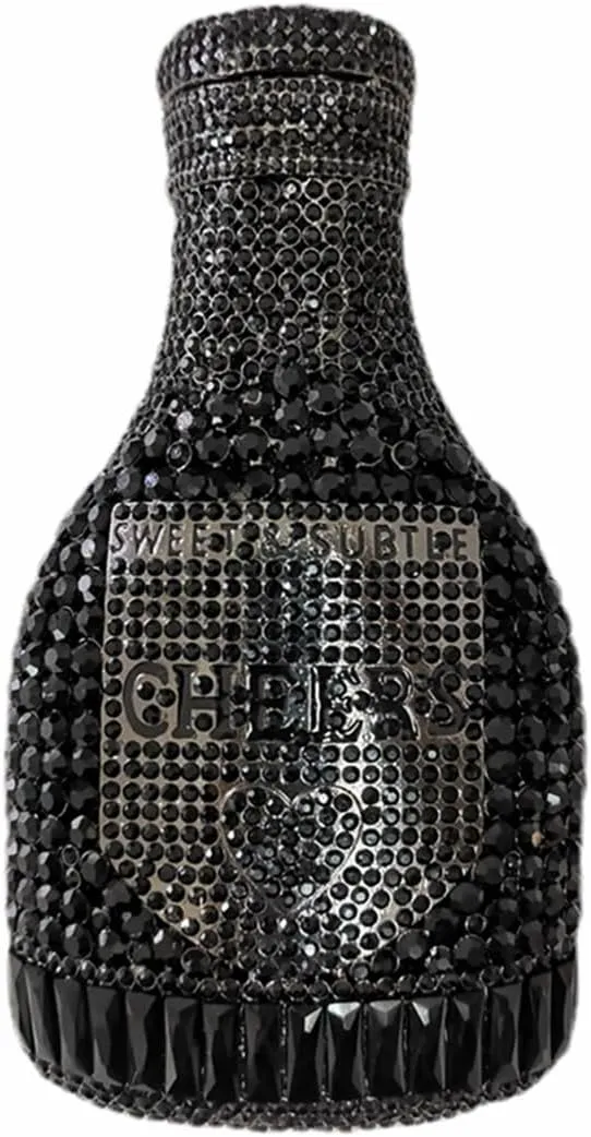 Women Champagne Bottle Rhinestone Clutch Unique Evening Bag Crystal Dinner Handbag Bride Purse for Party Cocktail
