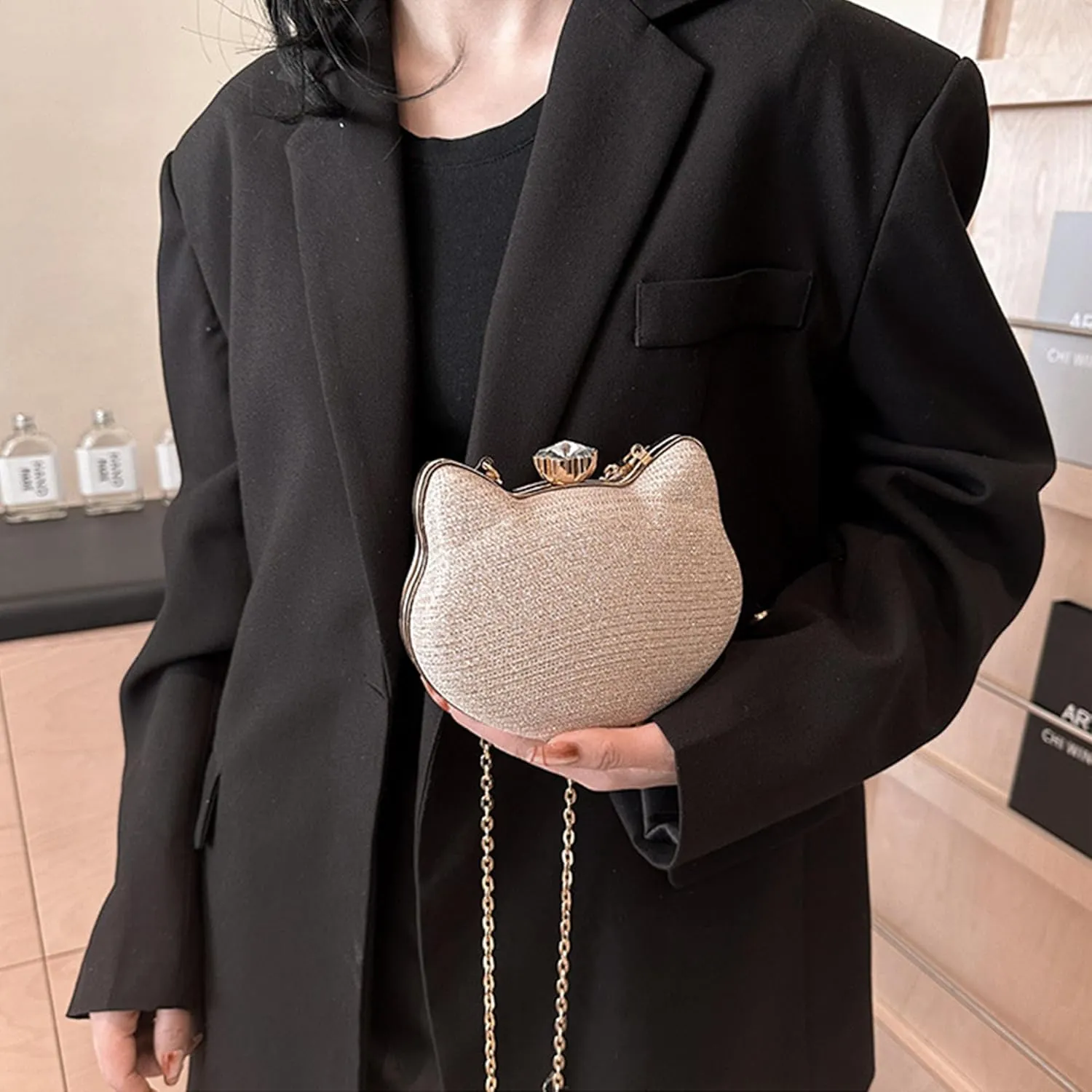 Women Evening Bag Acrylic Clutch Purse Shell Shape Shoulder Cross-body Bag Chain Box Bag