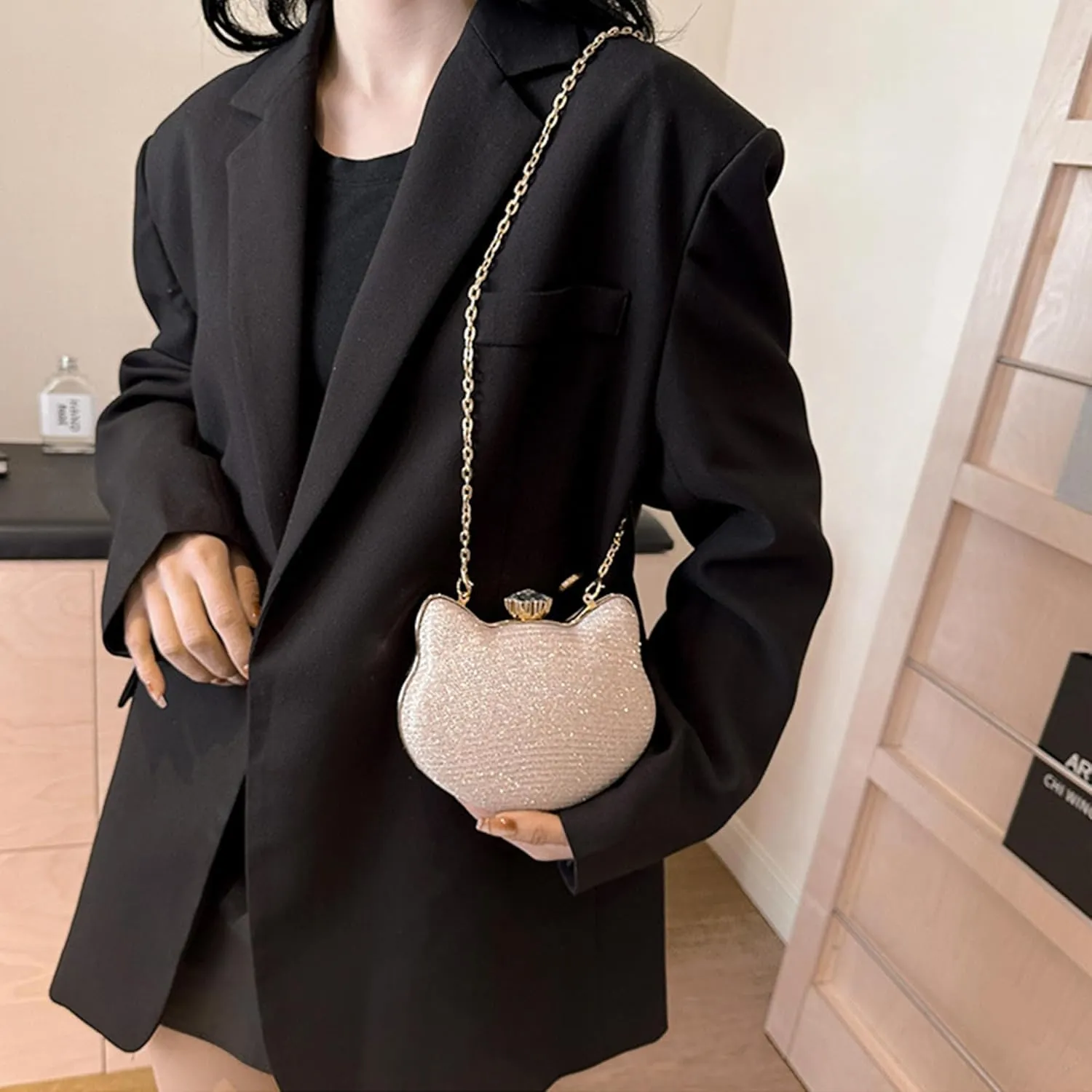 Women Evening Bag Acrylic Clutch Purse Shell Shape Shoulder Cross-body Bag Chain Box Bag