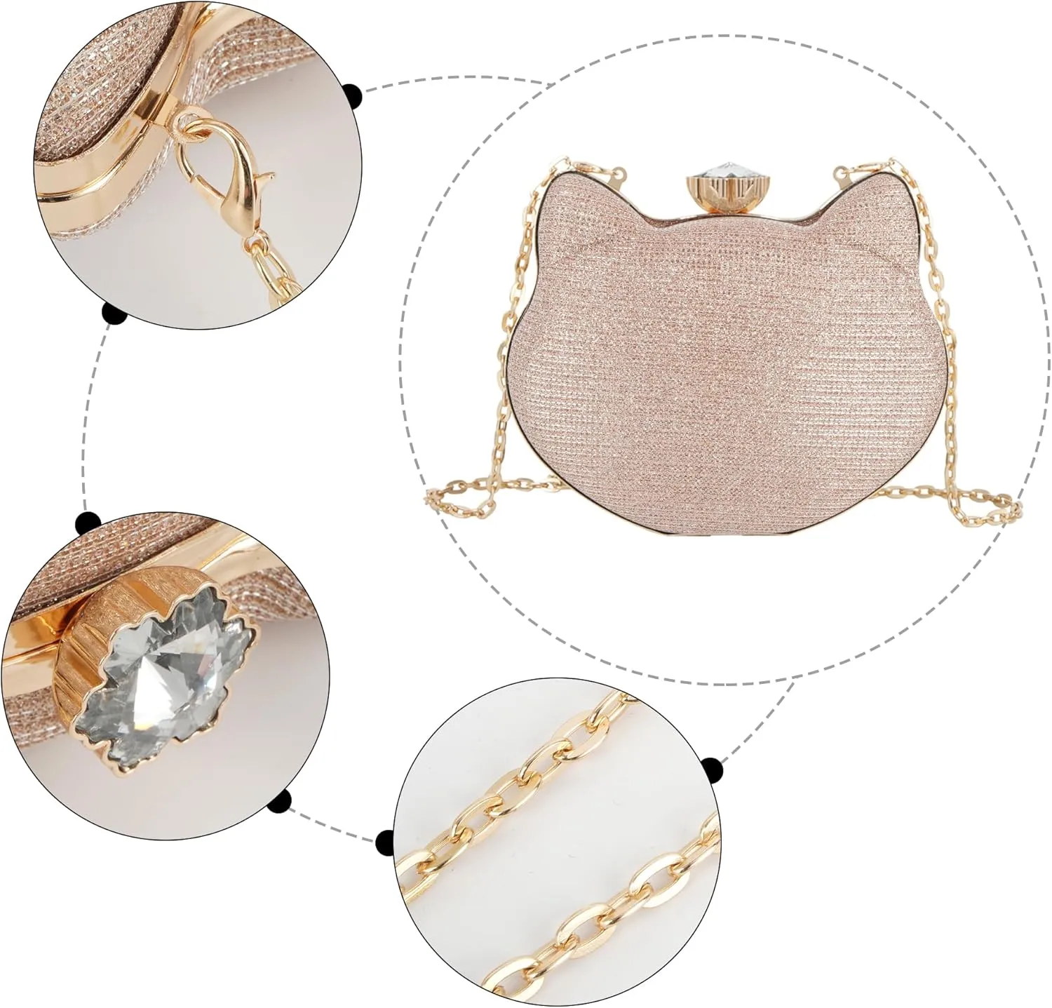 Women Evening Bag Acrylic Clutch Purse Shell Shape Shoulder Cross-body Bag Chain Box Bag