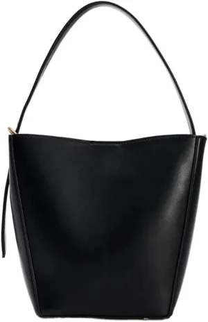 Women PU Leather Bucket Casual Shoulder Fashion for Work Solid Color Crossbody Bags,Black