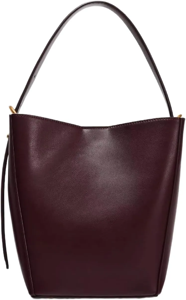 Women PU Leather Bucket Casual Shoulder Fashion for Work Solid Color Crossbody Bags,Red