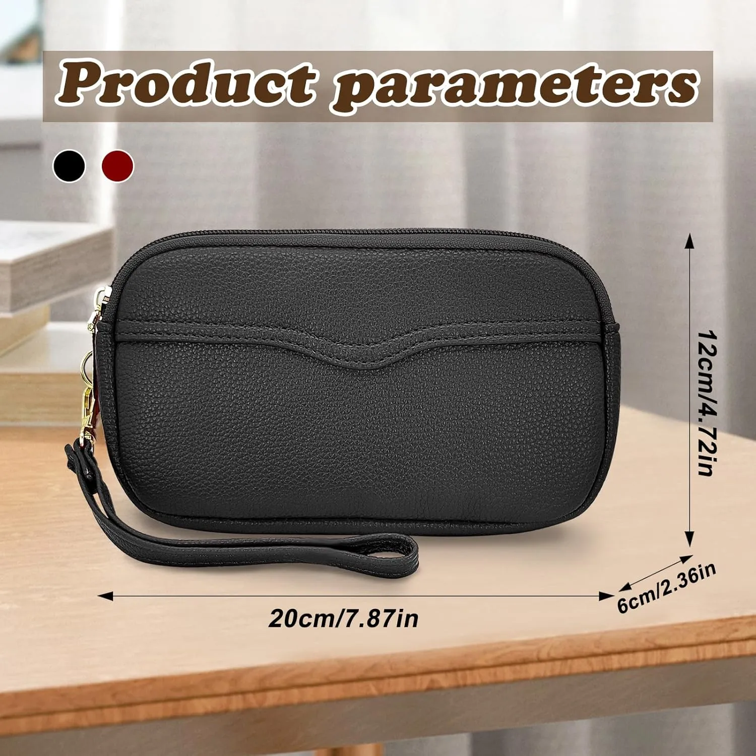 Women Wallet, Lychee Pattern Large Capacity Leather Clutch Long Double Layer With Zipper Cell Phone Bag
