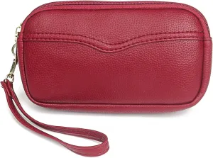 Women Wallet, Lychee Pattern Large Capacity Leather Clutch Long Double Layer With Zipper Cell Phone Bag