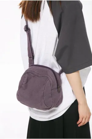 Women's Vintage Small Canvas Shoulder Bag Retro Alt Crossbody Bag With Zipper Casual Drawstring Bucket Handbags (Brown,One Size)