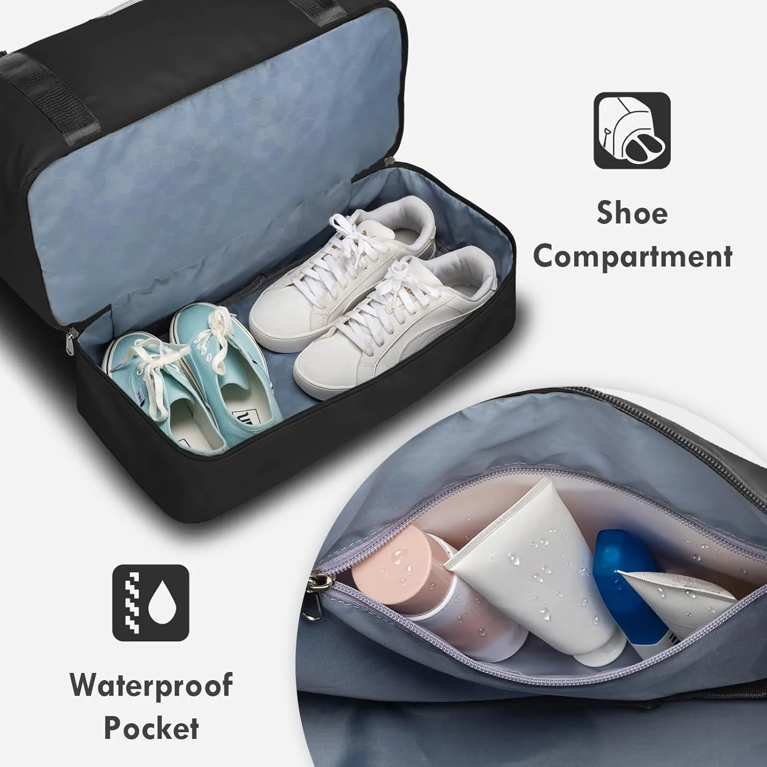 WOOMADA Weekender Bag for Women,Travel Carry On Bag with Shoe Compartment, Hospital Mom Bag for Labor and Delivery, Overnight Travel Duffle Bag with Toiletry Bag(black)