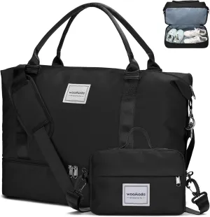 WOOMADA Weekender Bag for Women,Travel Carry On Bag with Shoe Compartment, Hospital Mom Bag for Labor and Delivery, Overnight Travel Duffle Bag with Toiletry Bag(black)
