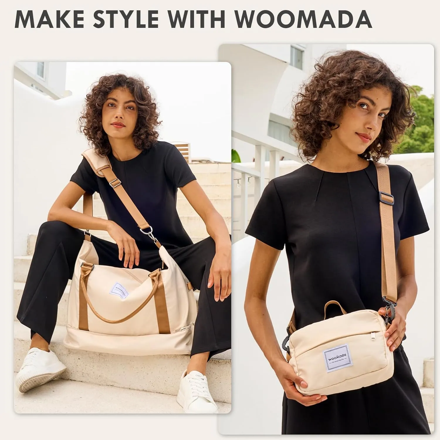WOOMADA Weekender Bag for Women,Travel Carry On Bag with Shoe Compartment, Hospital Mom Bag for Labor and Delivery, Overnight Travel Duffle Bag with Toiletry Bag(black)