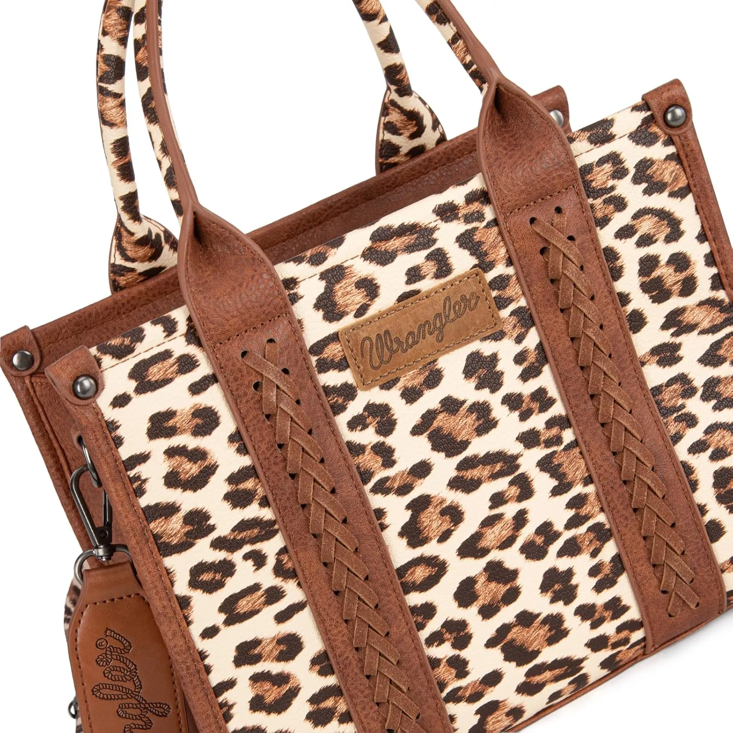 Wrangler Cow Print Tote Bag for Women Western Purse Boho Top Handle Satchel Handbag with Signature Strap