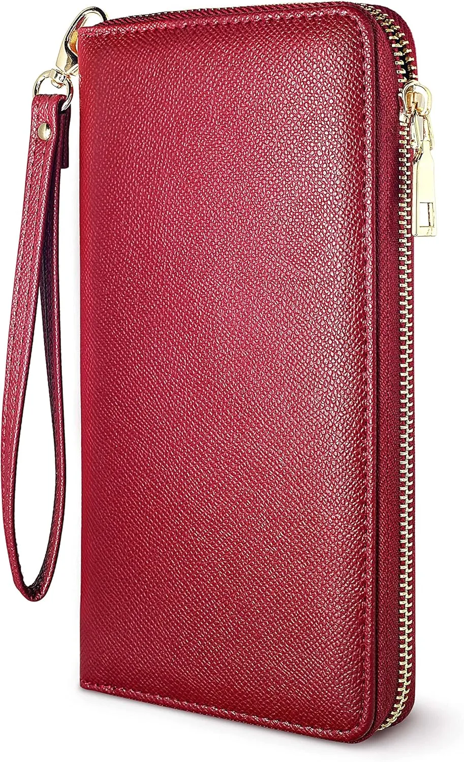 Yarnic Red Women Wallet -Wallet for Woman with Wristlet Band Wallet Credit Card Holder Clutch Money Pockets Case Coin Money Clip Organizer Purse with RFID Blocking Large Capacity with Zipper